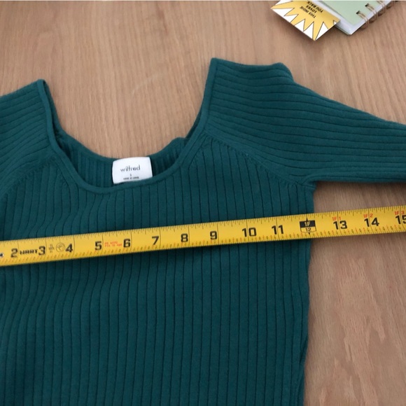 Wilfred Aritzia|Emerald Forest Green Ribbed Long sleeve Bodycon Dress•••Small - Picture 12 of 12